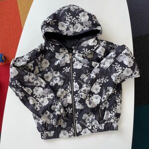 Lorna Jane Jacket Womens Medium Black Floral Hooded Rare Rain Zip Athleisure